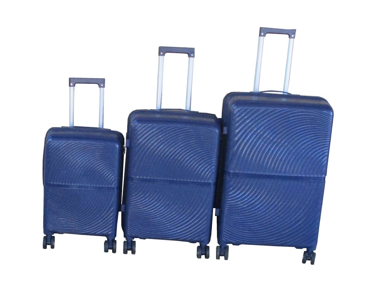 SMTE - 3Piece Navy Unbreakable Trolley Luggage Set