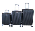 SMTE - Black 3Piece ABS Material Luggage Set with Spinner Wheels