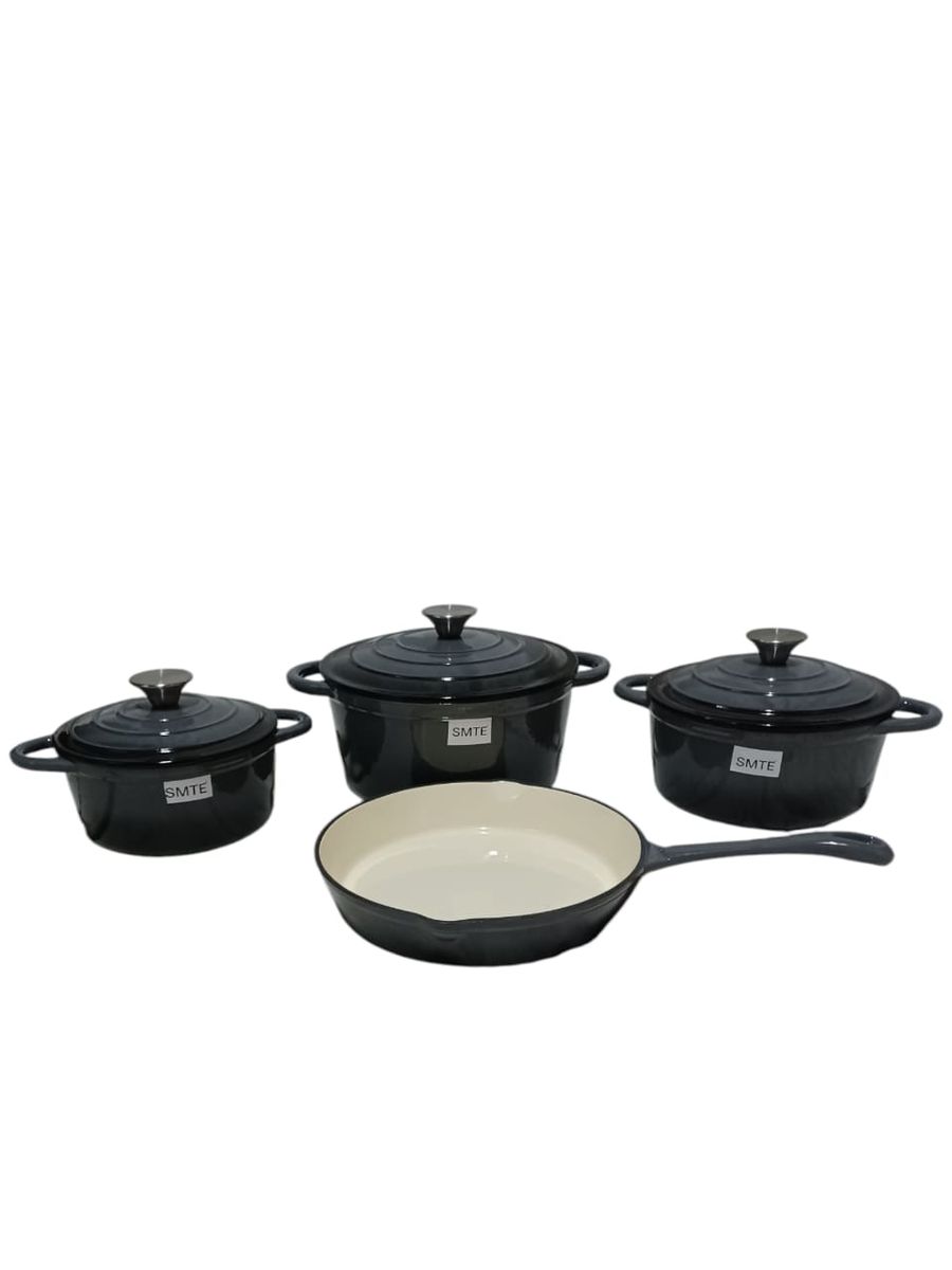 SMTE -  7Piece Cast Iron Pot SetGrey