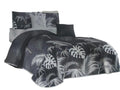 SMTE - Queen Size 5 Piece Dark Grey With Black Bedspread Set / Quilt 269