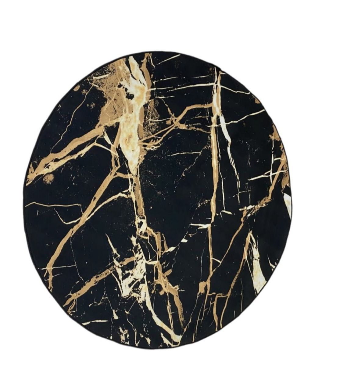 SMTE -  Quality Round 3D Printed Rug 120 x 120 - Black And Gold