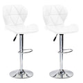 SMTE - 2 Pcs Modern and Stylish Diamond Padded Kitchen and Bar Stool - White