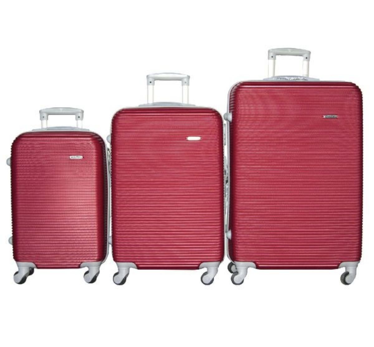 SMTE - Acesa Quality 3 Piece Hard Outer Shell Luggage Set - Red