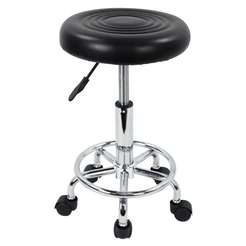 SMTE - Adjustable Rolling Barstool with Wheels - Black