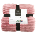 SMTE - Ribbed Flannel Fleece Throw - 180x200cm - Blush