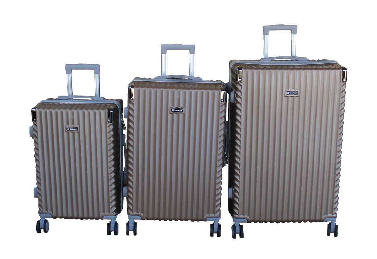 SMTE - Durable ABS Luggage SetChampagne/Bronze, Spinner Wheels3Piece