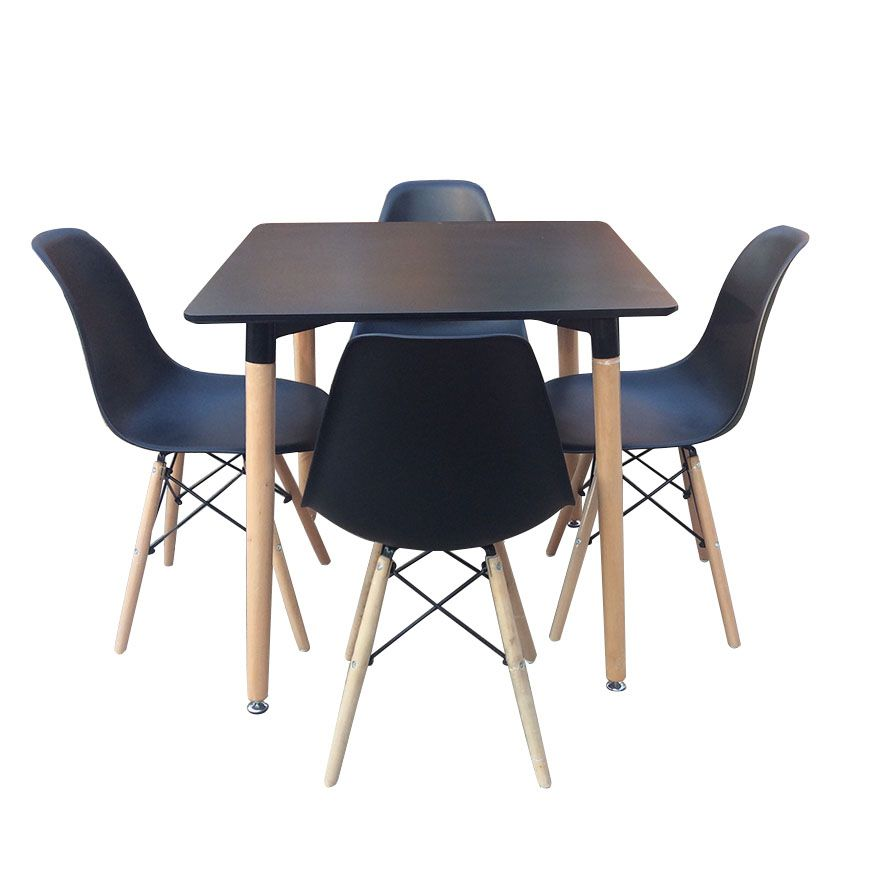 SMTE - Square Table with 4 Chairs - Black
