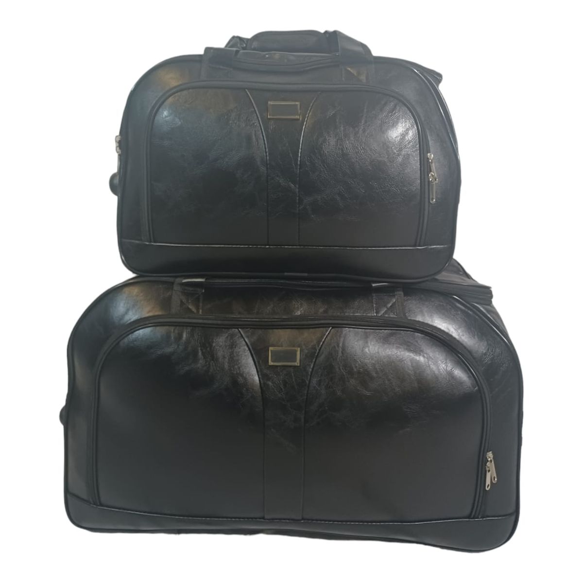 SMTE -  2 Piece Travel Duffel Bag PU Leather Overnight Weekender Bag