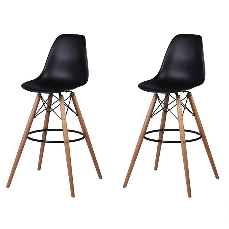 SMTE - latest Modern Style Eiffel Chair Counter Bar Stools Set - 2 Pieces - Black