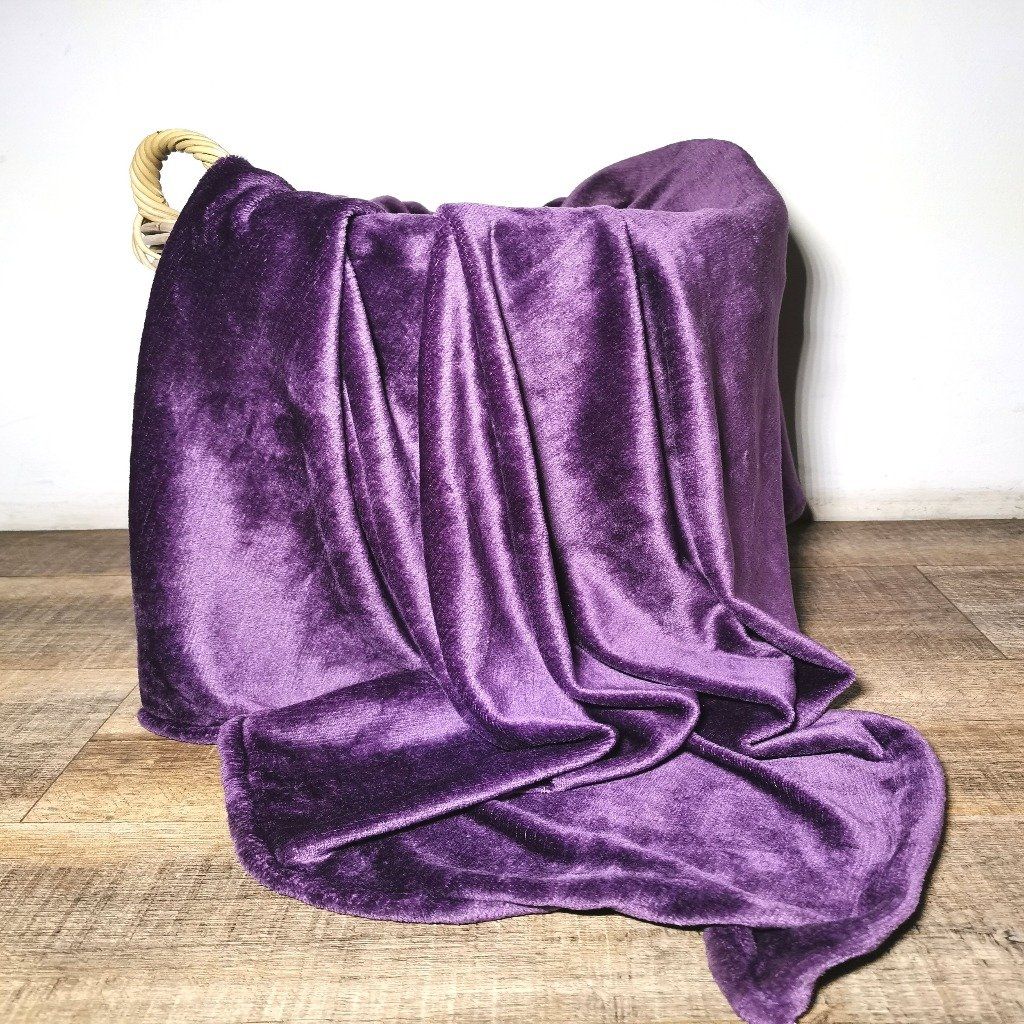SMTE - Blanket Throw Flannel Fleece - 150 x 200cm - Plum