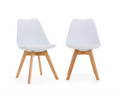 SMTE - Dining Chairs with Cushioned Seat & Wooden Legs - Set of 2 - White