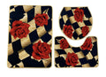 SMTE - Stunning 3 Piece Anti-Slip Soft Foam Bathroom Set - Red Roses