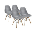 SMTE - Basics Modern Dining Chair - Set of 4 - Shell Chair Wood Legs - Grey