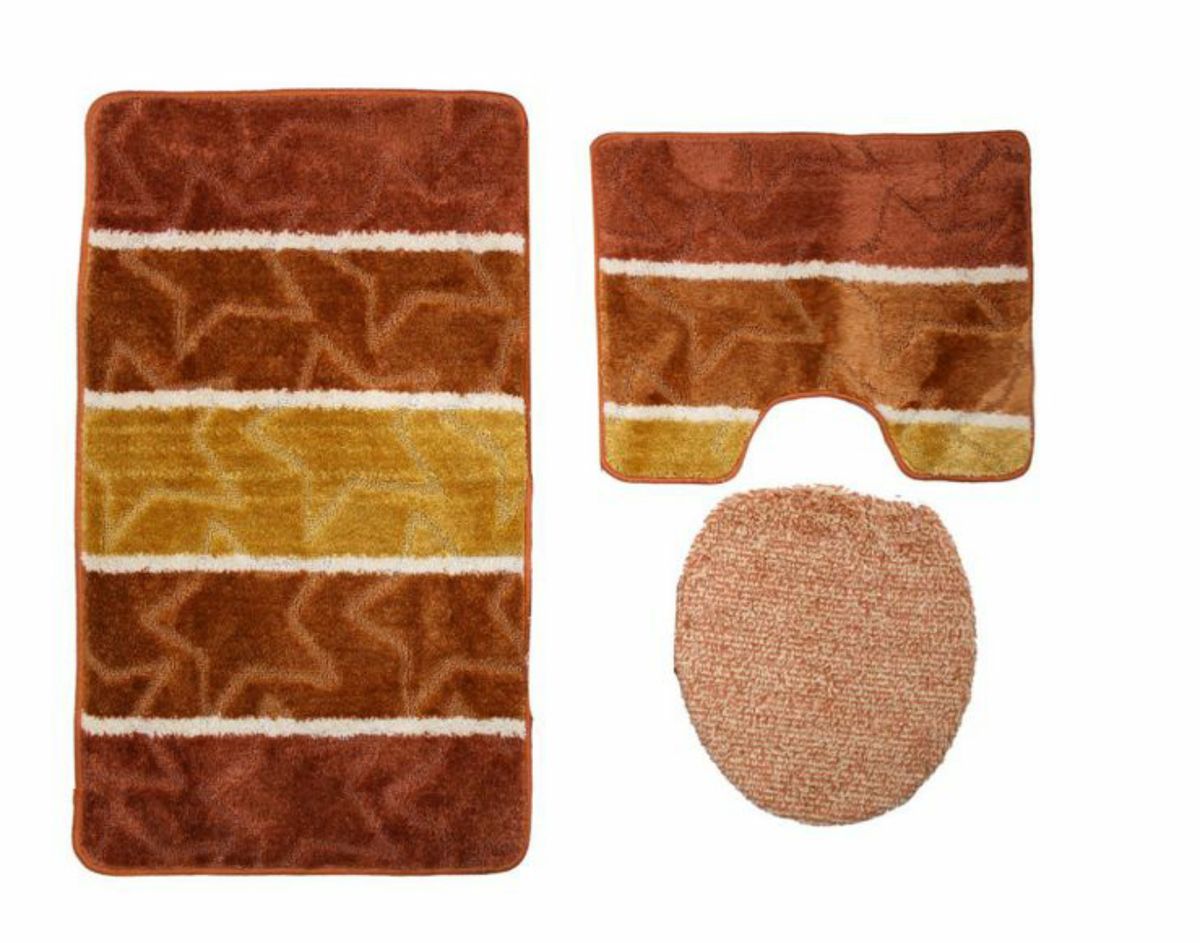 SMTE - Dream World 3pc Turkish Toilet Mat & Cover Set with Non-Slip Under P/O/G