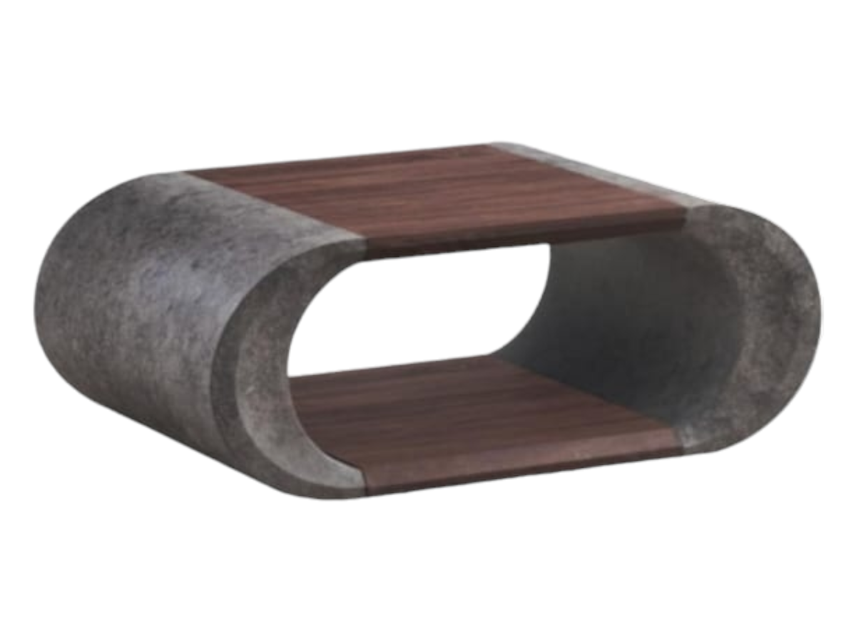 SMTE - Oval Shape Coffee TableDark Brown And Grey