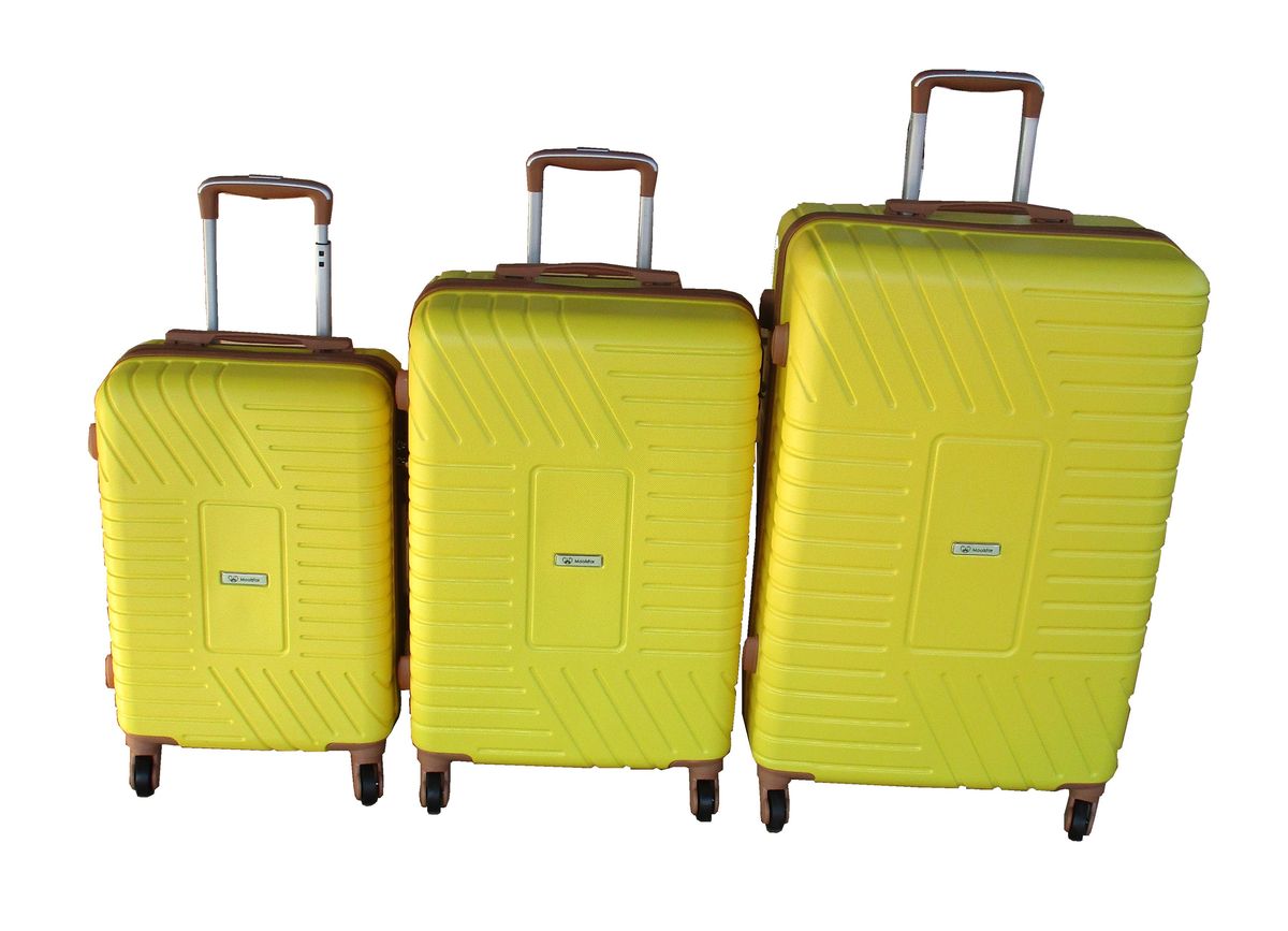 SMTE - Durable ABS Luggage SetYellow, Lightweight with Handles and Wheels3Piece
