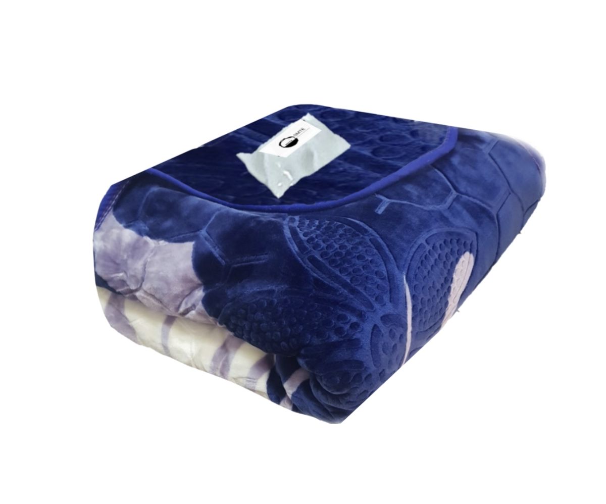 SMTE - Premium Elite Quality  Luxury Winter Blanket & Tieback - (Navy/White) - L