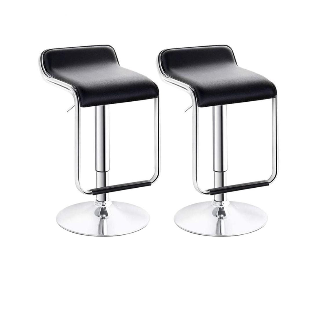SMTE - New Look Low Back  Bar Chair Stools - Set Of 2 - Black