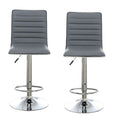 SMTE - Pair of Elegant Grey High-Back Barstools With Swivel And Footrest