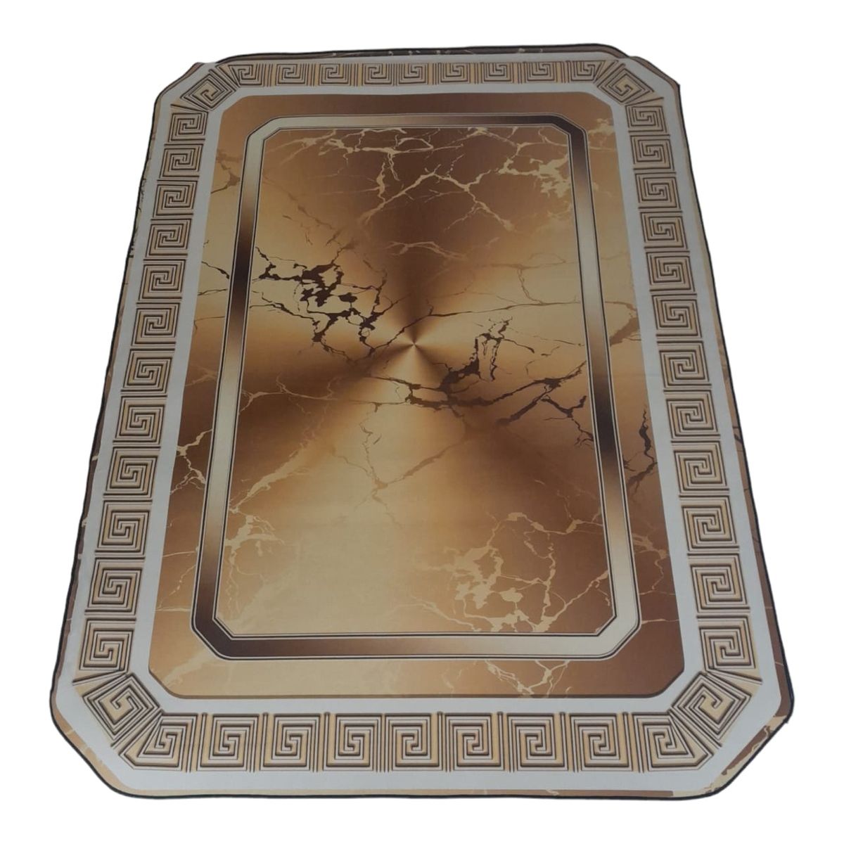 SMTE -  Quality Large 3D Printed European Style Rug - Gold & White - F1 - B02