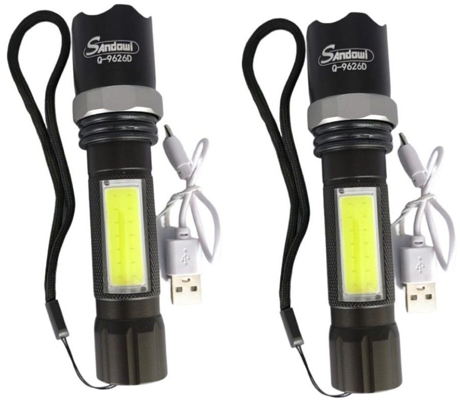 SMTE - Andowl Rechargeable Super Bright Alloy Torch - Q9626D - Pack of 2