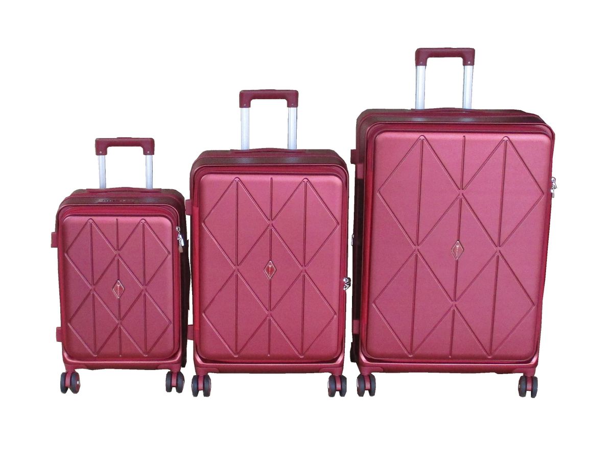 SMTE - PC Hardshell Luggage Set with Spinner Wheels and TSA LocksBurgundy3Piece