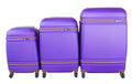 SMTE - 3Piece Purple ABS Luggage Set with Spinner Wheels and Telescopic Handles