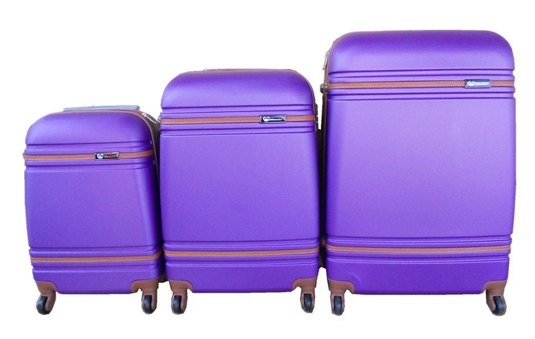 SMTE - 3Piece Purple ABS Luggage Set with Spinner Wheels and Telescopic Handles