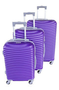 SMTE - Asa 3 Piece Quality Hard Outer Shell Ringletted Lightweight Luggage Set - Purple