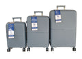 SMTE - Durable Silver PP Material Luggage Set with Spinner Wheels & Lock,3 Sizes
