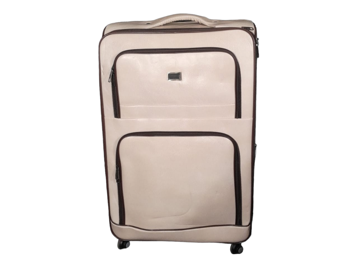 SMTE - IYWA Professional Luggage Set of 1 Leather Travel Suitcase Set - White