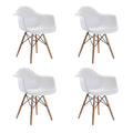 SMTE - Pack Of 4 Contemporary Mid-Century Eames Chairs With Armrest - White