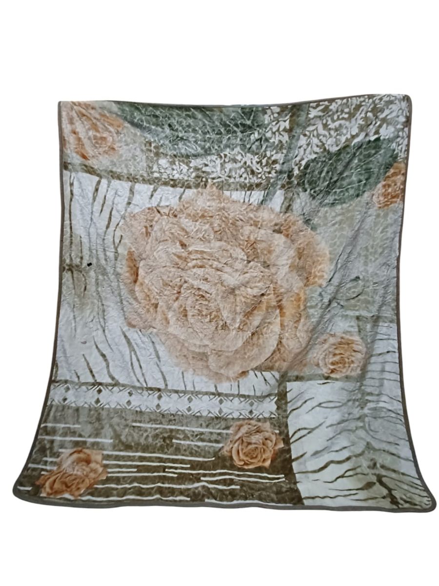 SMTE -  1Ply Blanket with Beige Rose Pattern187cm x 226cm