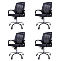 SMTE - 4 Pieces Of Ergonomic Mesh 360° Swivel Office Chairs With Armrest - Black
