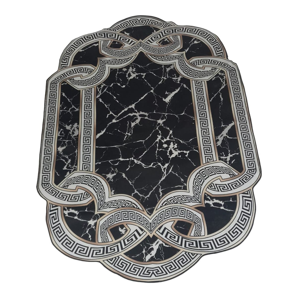 SMTE -  Quality Large 3D Printed European Style Rug - Black & White - F1 - B19