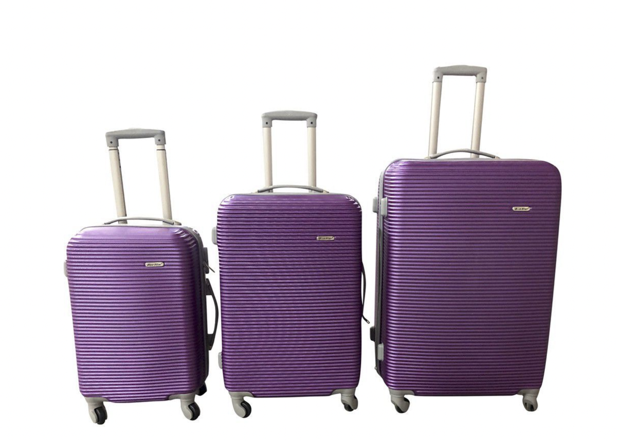 SMTE - Daska Hard Outer Shell Travel Luggage Set - 3 Piece - Purple