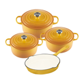 SMTE - Cast Iron Ceramic Cookware Set - 7 Piece - Yellow