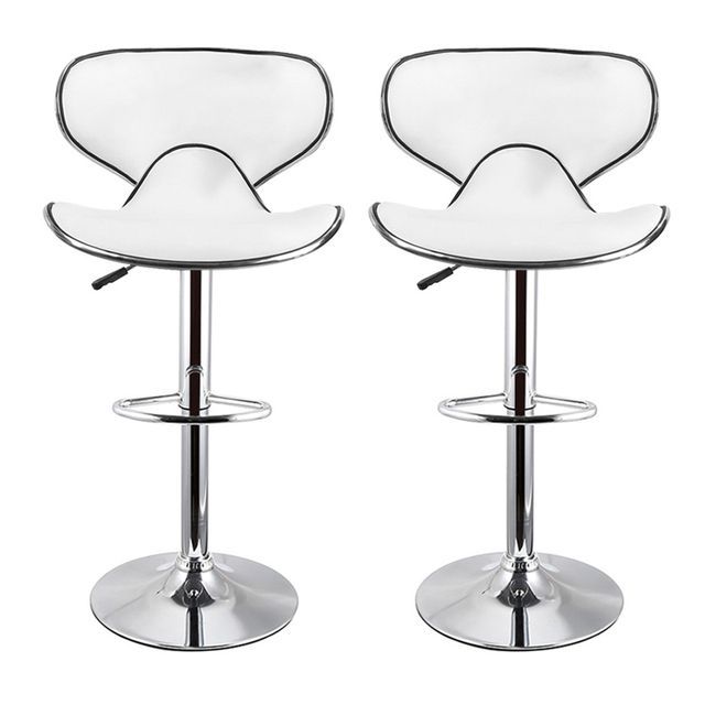 SMTE - New Bar Adjustable  Bar Stools - Set Of 2 - White
