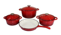 SMTE - Daska Home - New Design Dutch Pot Cookware Sets Cast Iron - 7 Piece - Red