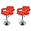 SMTE - Pair of - MAK Faux Leather Luxury Barstools with armrests - Red