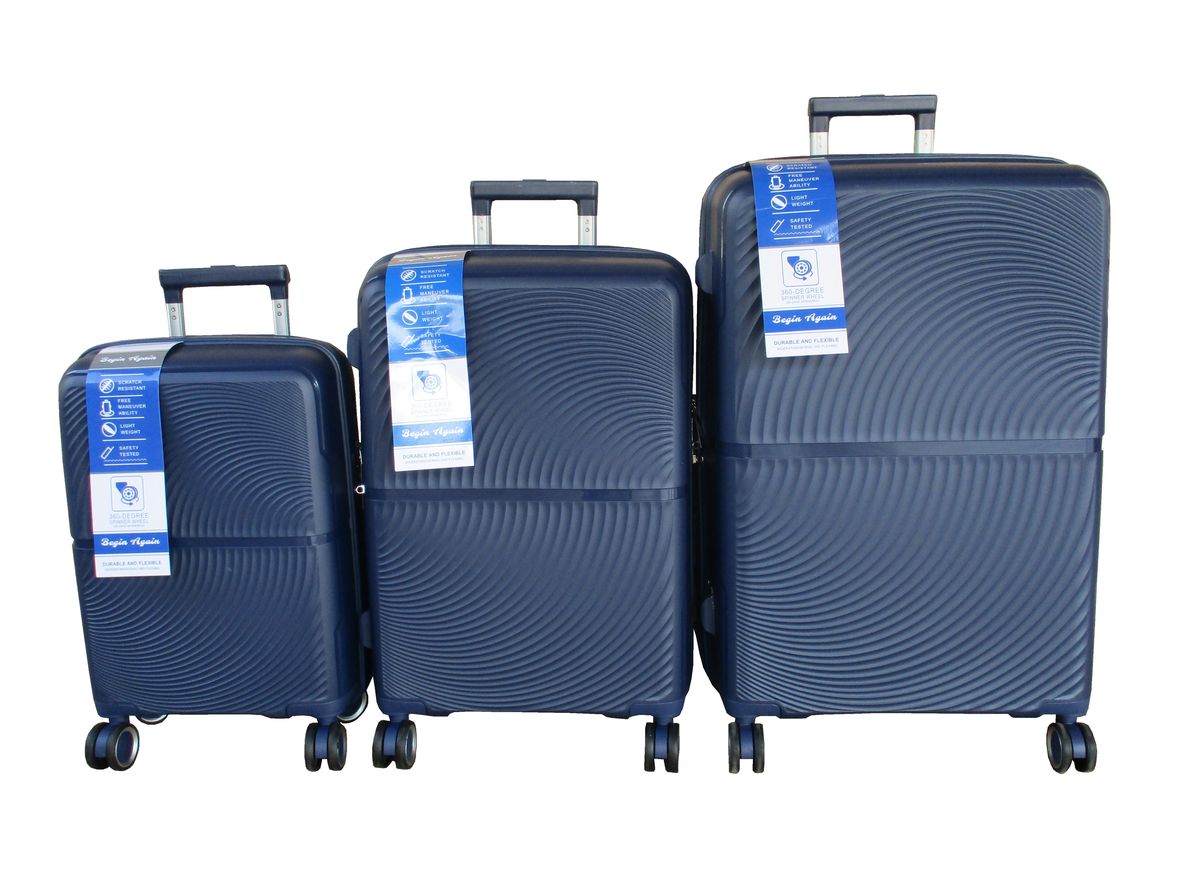 SMTE - Unbreakable Travel Luggage 3 Piece Suitcases SpinnerNavy