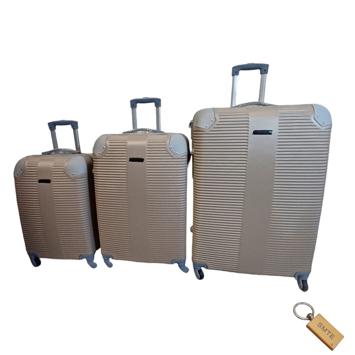 SMTE - G3 Premium Suitcase Luggage Collection Set with Keyring3PieceCream