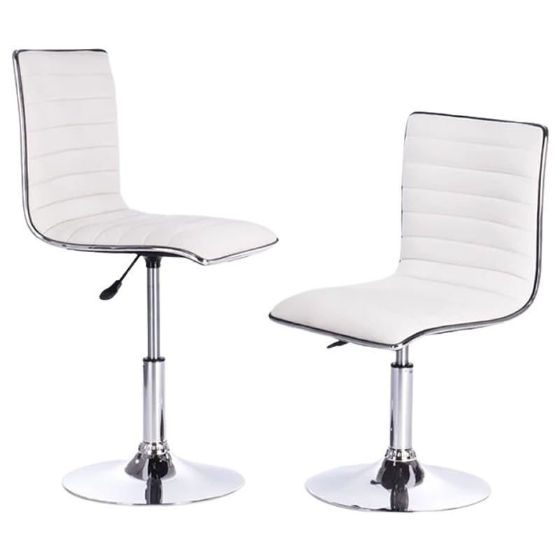 SMTE - Comfortable /Adjustable High Back Bar Stools for Kitchen set-2 118cm-115cm - White