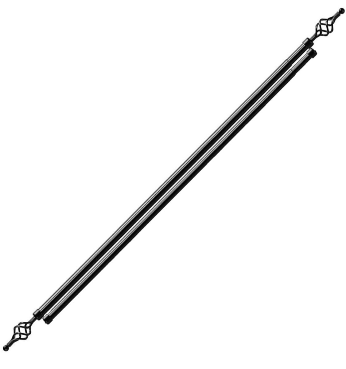SMTE - Sastro Expandable Curtain Double Rod With Twisted Cage Finial - 2m Double - Black