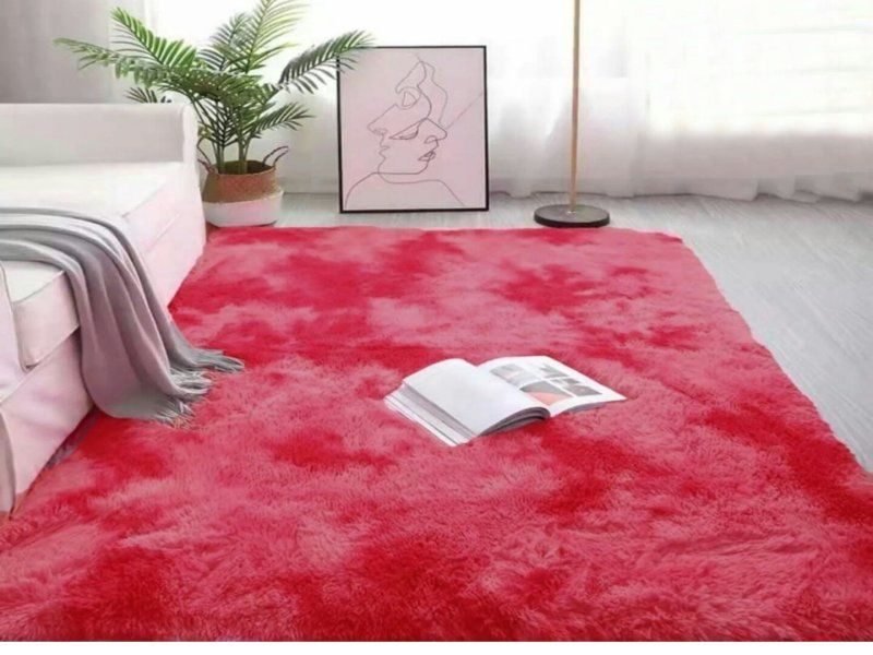 SMTE - Vibrant Red Shaded Shaggy Rug/Carpet