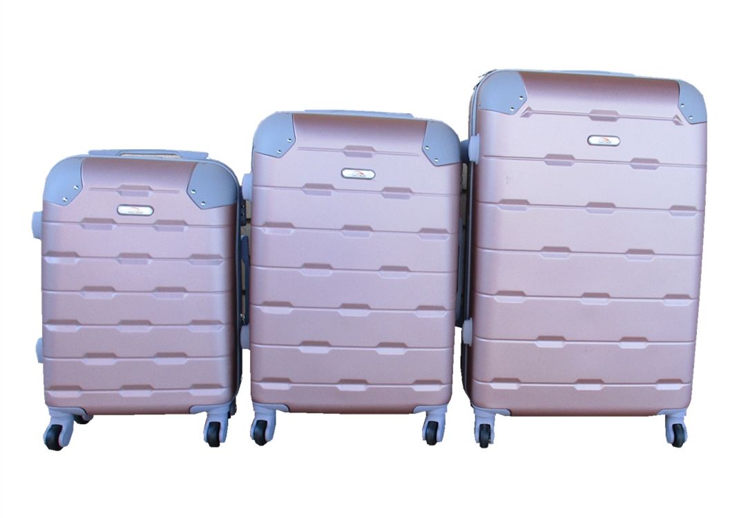 SMTE - 3 Piece Hard Outer Shell Protected Luggage Set - (A-P) - Rose
