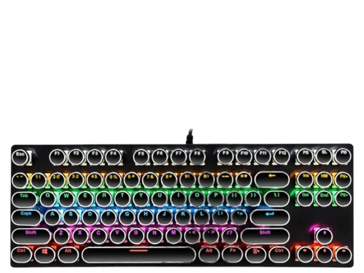 SMTE - T-Wolf T12 87-key wired USB colorful punk keycap retro Lightweigh - Black