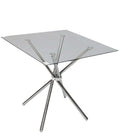 SMTE - Modern Square Glass Table with Chrome Legs