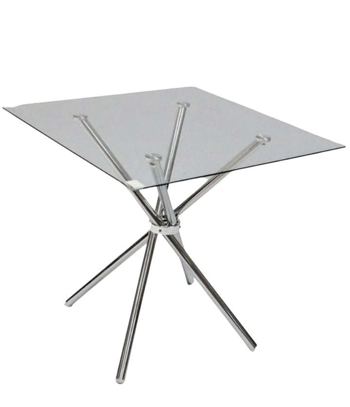 SMTE - Modern Square Glass Table with Chrome Legs