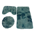 SMTE - 3 Piece Fluffy Toilet Seat Cover & Bathroom Mats Set - Royal Blue Mix